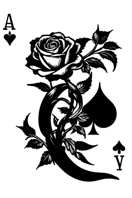 Ace Of Spades With Roses Interwined