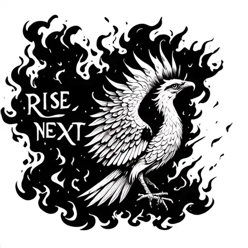 Phoenix Rising Out Of The Smoke Of A Burnt Match With The Word Rise Next To It