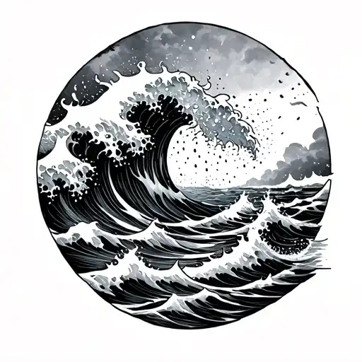 Rain And Ocean Wave Crashing