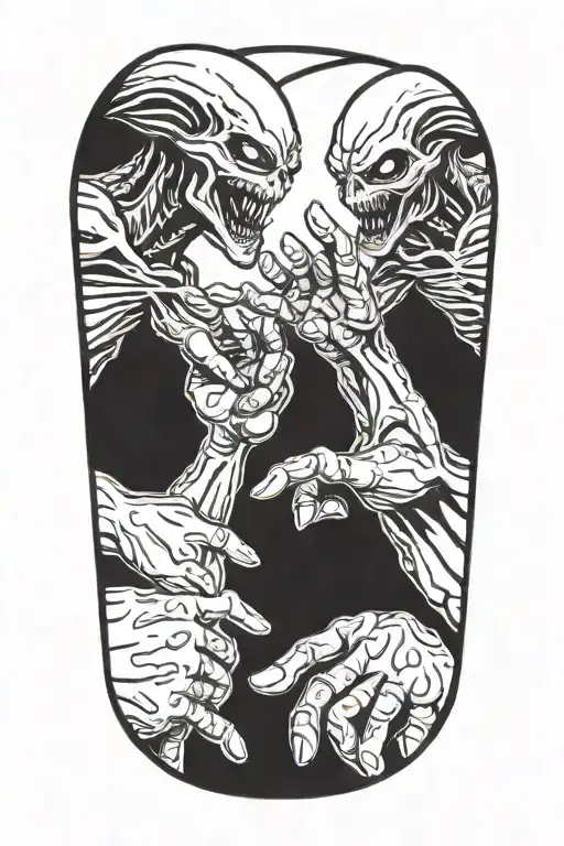 Two Aliens Playing Rock Paper Scissors