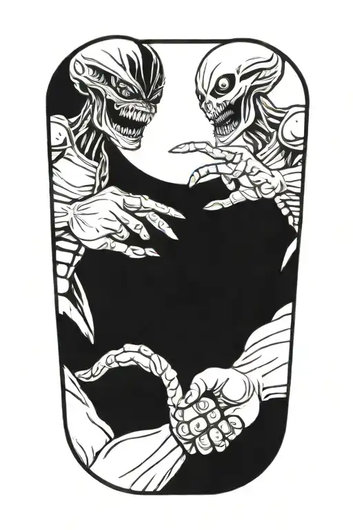 Two Aliens Playing Rock Paper Scissors