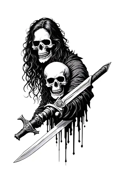 The Dark Passenger Skull Holding Sword