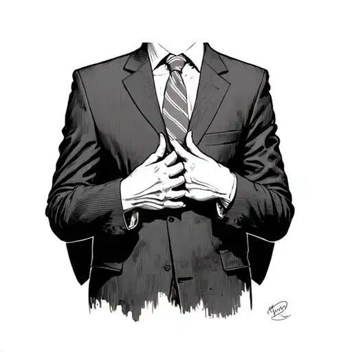 Faceless Man Wearing A Suit With Hands Tied Behind His Back