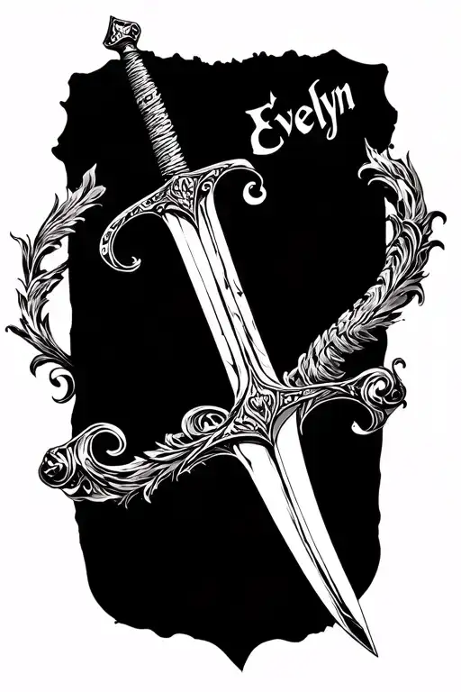 Great Sword With Name Evelyn To The Side