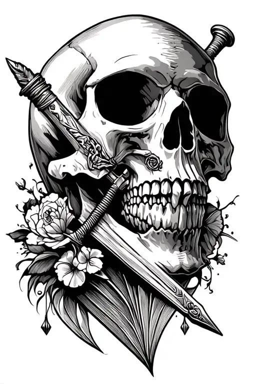 Skull With Dagger Piercing Through