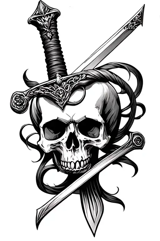 Skull With Sword Intertwined