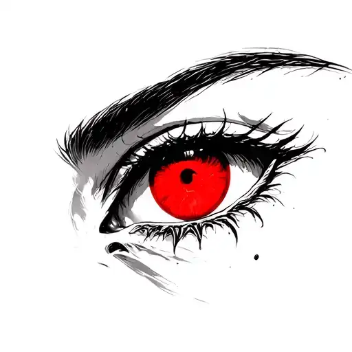 Red Eyes Surrounded By Black With No Shading Required
