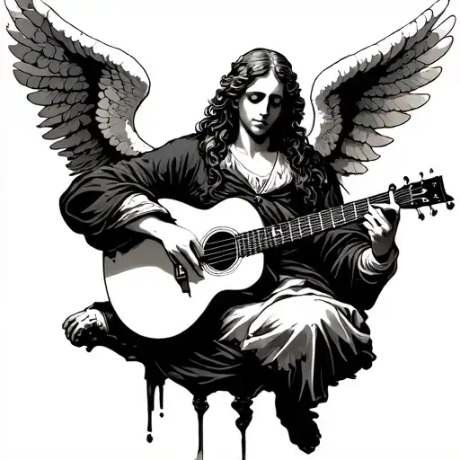 An Angel Playing A Guitar Made Of Bones