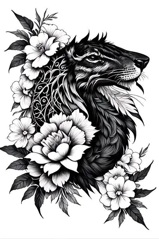 Animals And Flowers Intertwined