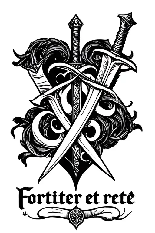 The Words 'Fortiter Et Recte' With A Sword Intertwined