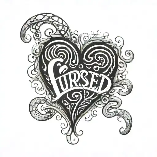 Cursed Heart Lettering Spelling Dj Curly