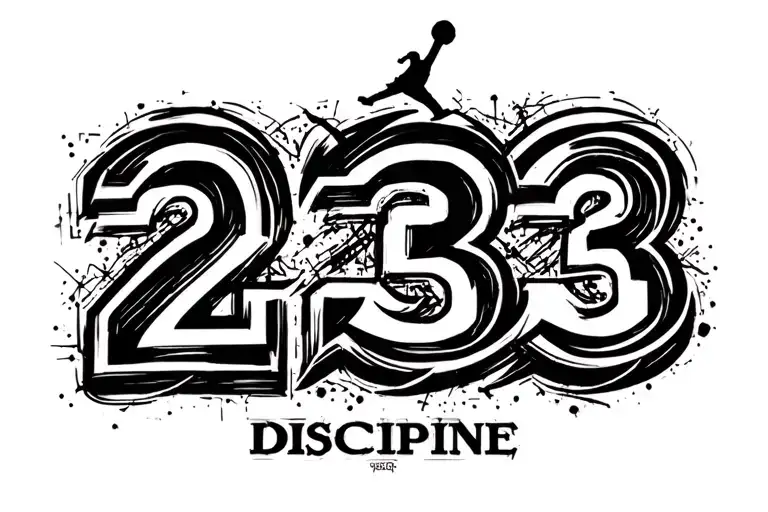 A Number 23 With Jordan's Logo In The Background And In The Middle Of 23 The Word Discipline