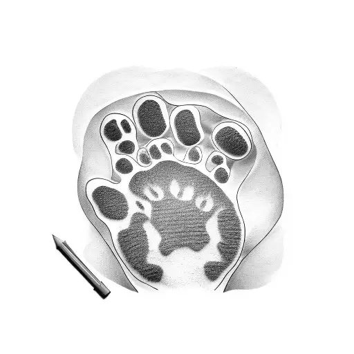 A Realistic Portrait Of A Dog's Paw With The Name 'Penny' Incorporated Into The Design