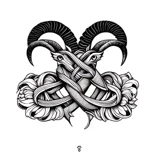 Gemini Aries Zodiac Sign Intertwined