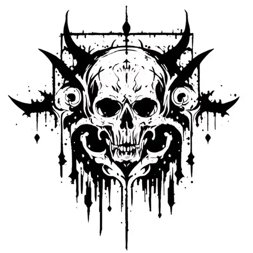Dark Ornamental Gothic Simple Tattoo Motif Brutalist