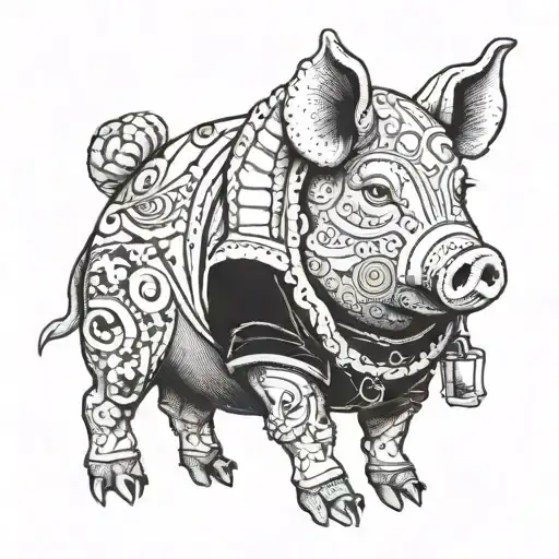 Pig Wearing Clothes Holding
