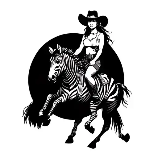 Cowgirl Riding A Zebra