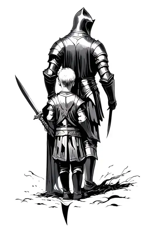 Knight And Child's Back