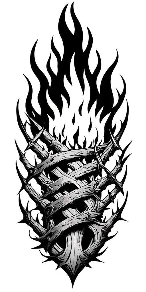 Full Sleave Made Of Thornes Very Sharp Pointy Thornes Strangling A Fire