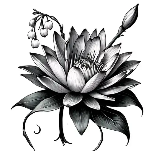 Water Lily And Lily Of The Valley Flower