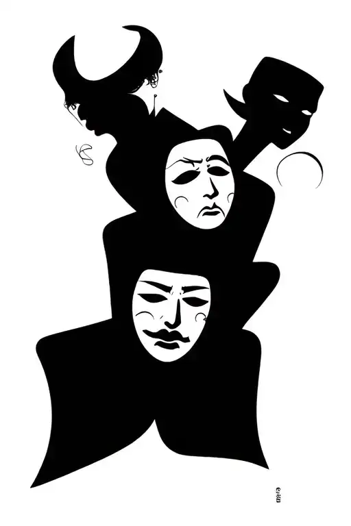4 Theatrical Masks Joy Sadness Anger Indifference