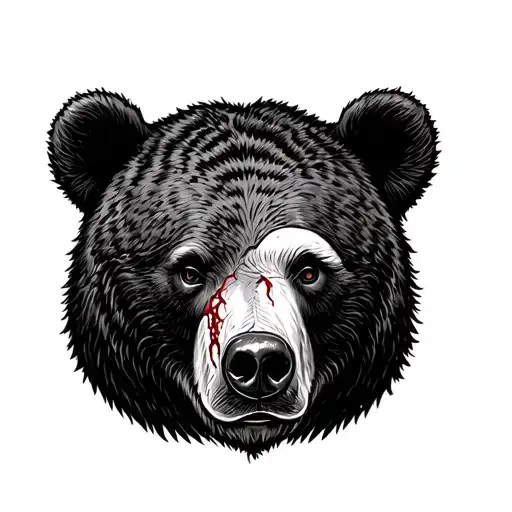 Black Bear Head With Scar Over One Eye