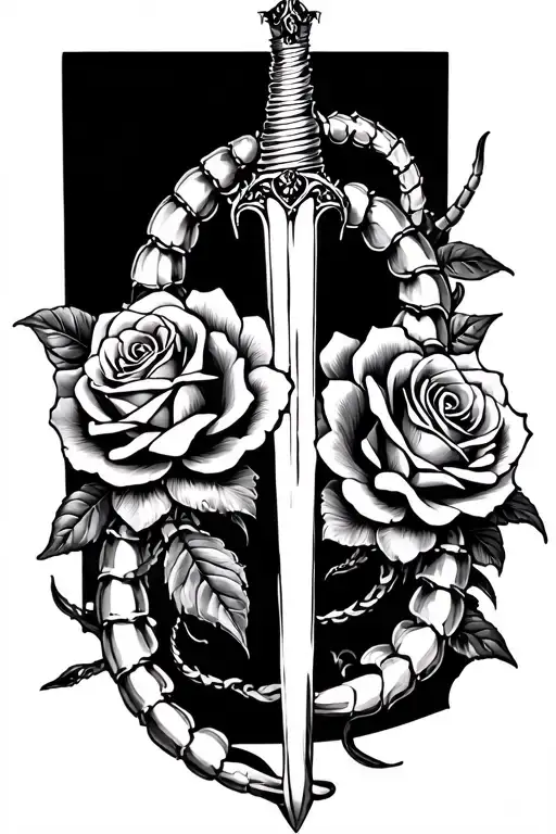 Medusa Scorpion Dagger With Two Roses