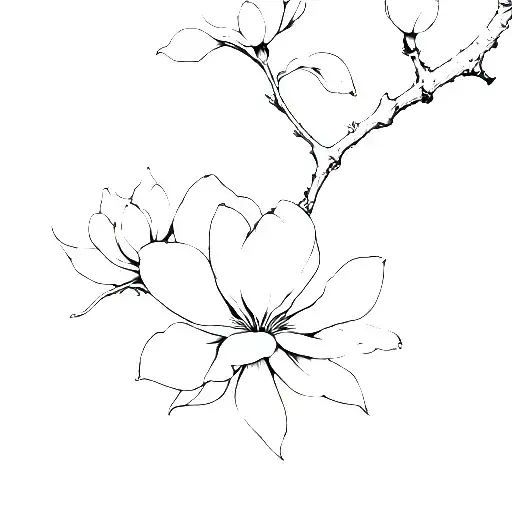 Magnolia Flowers With Branch