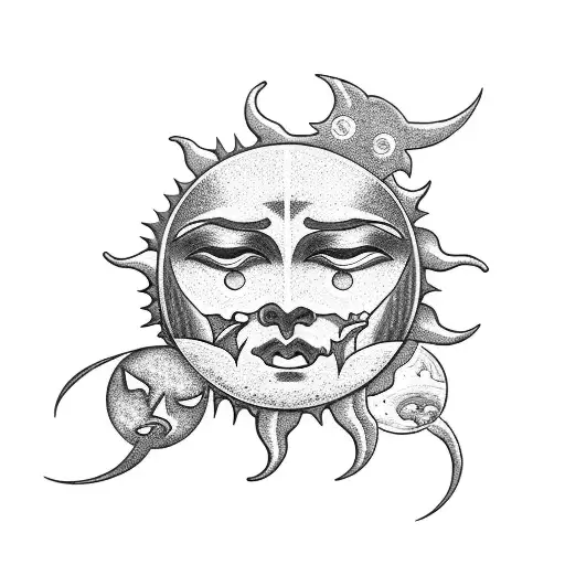 Sun And Moon Shaking Hands