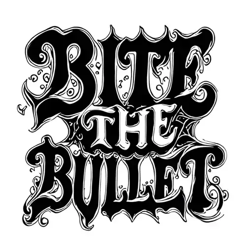 Dark Lettering Saying 'Bite The Bullet' Black Strokes