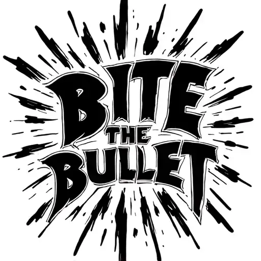 Dark Lettering Saying 'Bite The Bullet' Black Strokes Bold