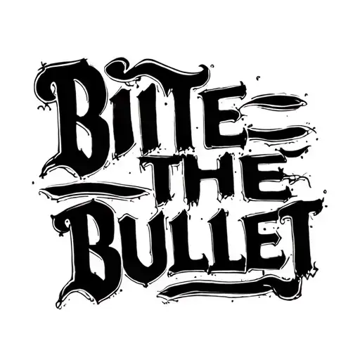 Dark Lettering Saying 'Bite The Bullet' Black Strokes Bold Blacklettering