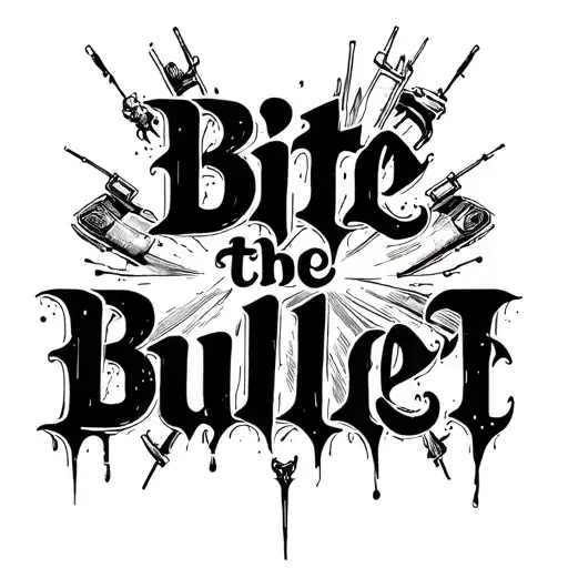 Dark Lettering Saying 'Bite The Bullet' Black Strokes Bold Blacklettering