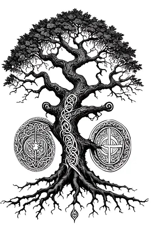 Tree Of Life With Celtic Roots Wrapping Around