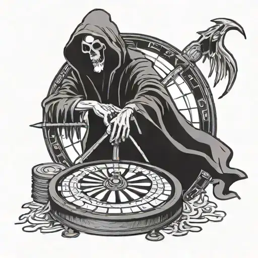 Grim Reaper Spinning A Gameshow Wheel Of Ways He Could Die