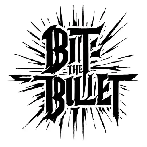 Dark Lettering Saying 'Bite The Bullet' Black Strokes Bold Blacklettering