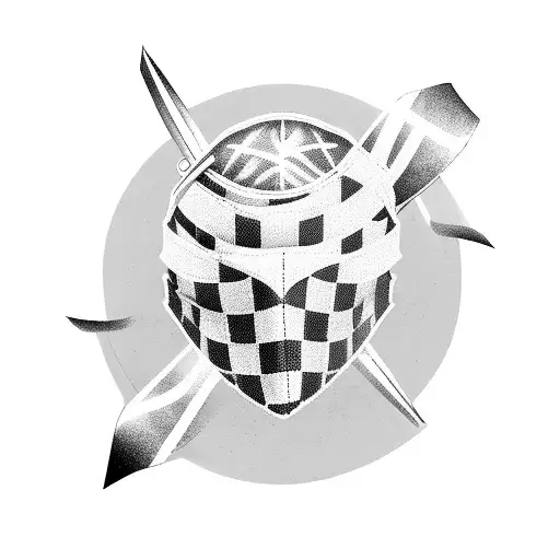 Welder's Mask With Race Car Patterns And Checkered Flags