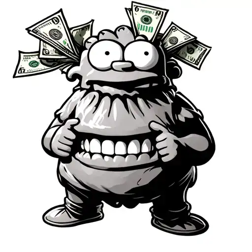 Brat Simpson Holding A Bag Of Money With Grillz