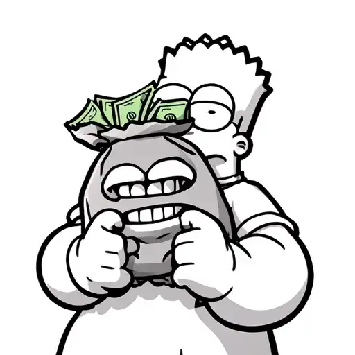 Brat Simpson Holding A Bag Of Money With Grillz