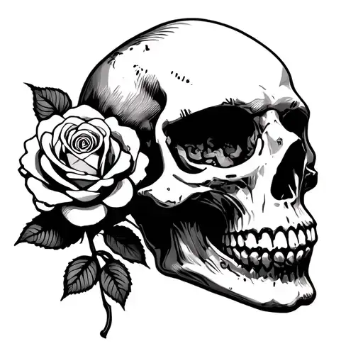 Rose On The Side Skull