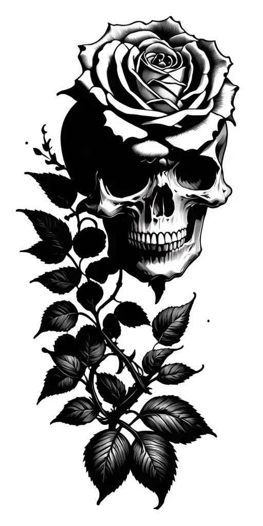 Rose On The Side Skull