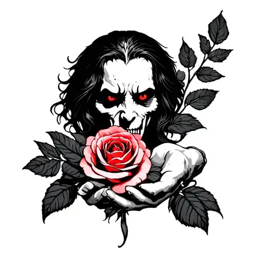 Demon With Rose In Hands