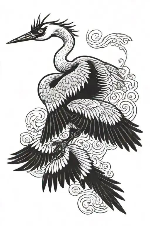 Japanese Crane Flying