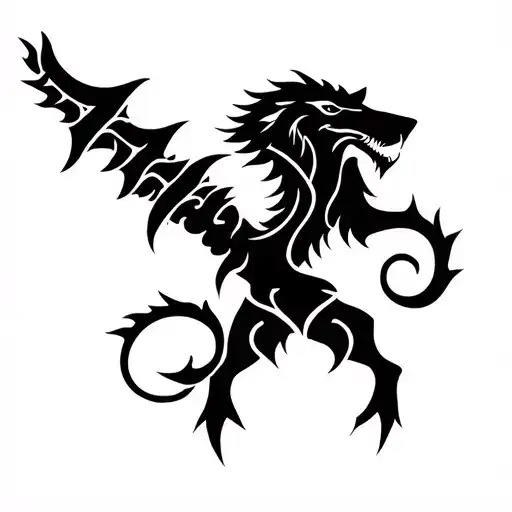 Symbol Of Tyr Norse God With Fenrir