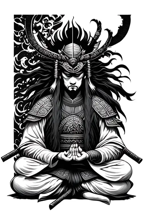 Dark Samurai Warrior Meditating