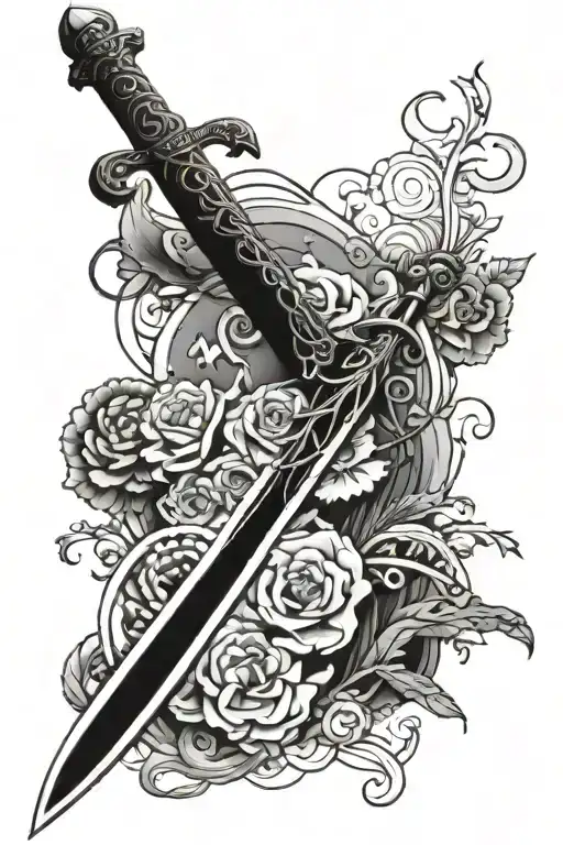 Long Sword With Aura And Shadows Around And Inside No Colors