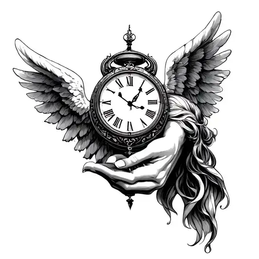 Angel With A Clock In Hand