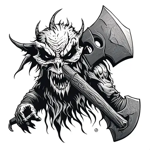 Demonic Beserker Figure Holding A Axe