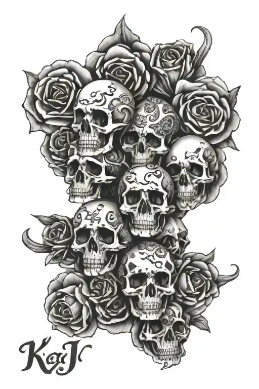 The Name Kj With Skulls Surrounded