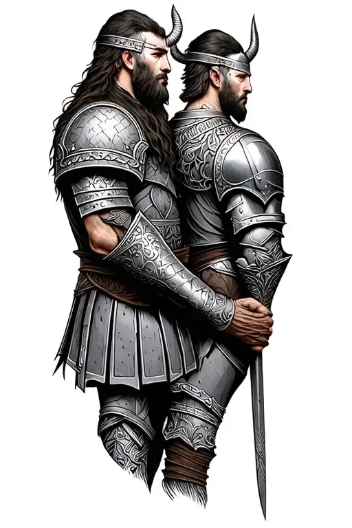 Viking And Knight Facing Right Arm Sleeve